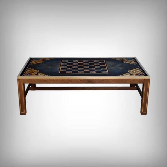 Large 20th Century Mahogany Chessboard Coffee Table in the style of Jansen For Sale - Image 16 of 16