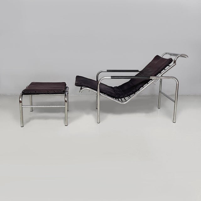 1980s Italian Bauhaus Black Fabric and Steel Genni Chaise Longue by Gabriele Mucchi for Zanotta, 1980s For Sale - Image 5 of 18