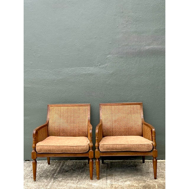 Vintage Baker Cane Panel Lounge Chairs - A Pair For Sale - Image 10 of 12