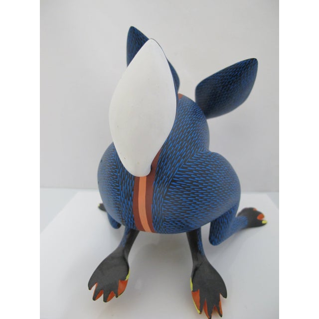 Wood Alebrije Carved Wood Running Rabbit Oaxaca Mexico Folk Art Figurine Sculpture For Sale - Image 7 of 11