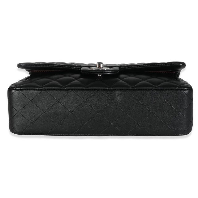 Animal Skin Black Quilted Lambskin Medium Classic Double Flap Bag For Sale - Image 7 of 8