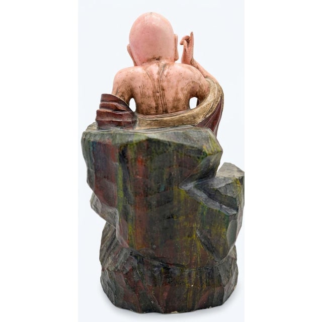 Late 20th Century Polychrom Wooden Carving 10 of 18 Arhats (Luohans) For Sale - Image 9 of 17