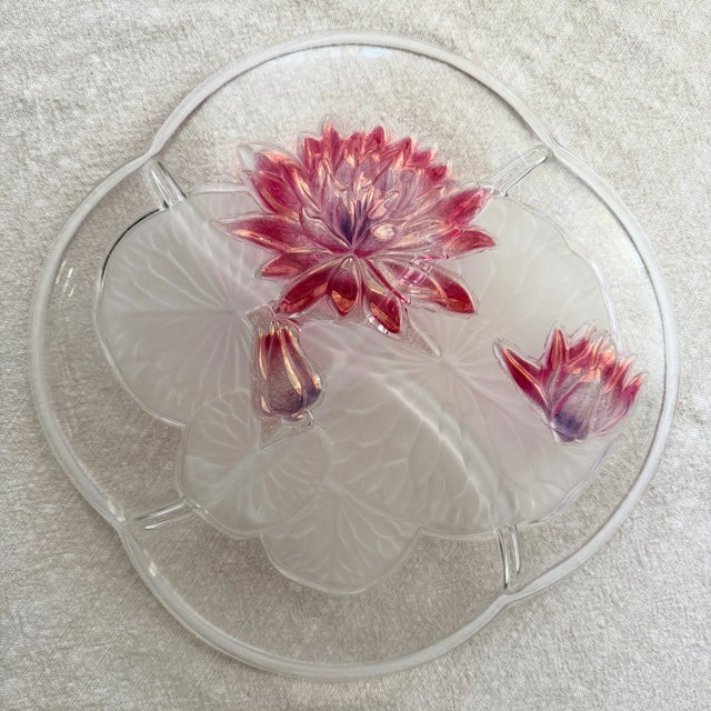 Art Deco Vintage Mikasa Red Frosted Lily Divided Serving Dish - Retired Design For Sale - Image 3 of 5