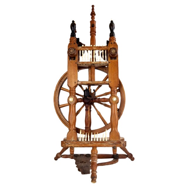 Antique Majestic Spinning Wheel in Ebony Wood For Sale