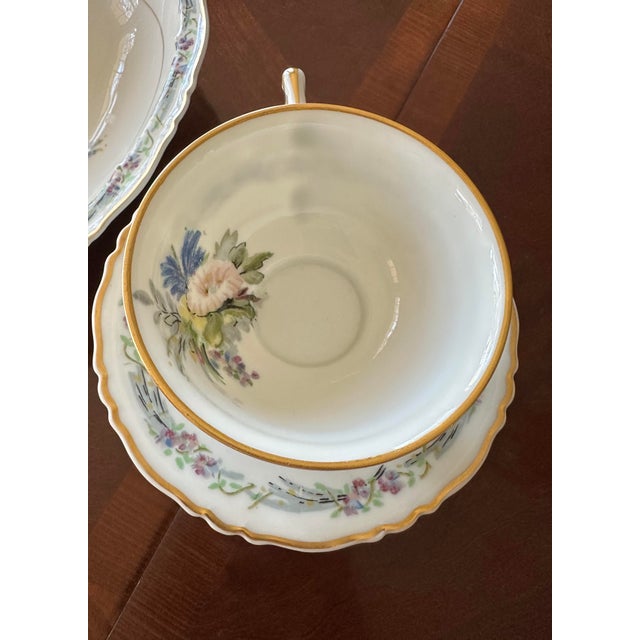 1950s Haviland France Morning Glory China Set Ten to 14 Settings + Servingware 67 Pieces Vintage 1955 For Sale - Image 5 of 12