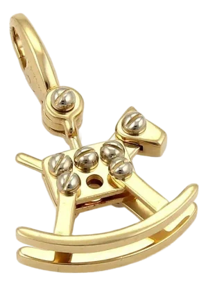 Mid 20th Century Cartier Rocking Horse 18k Two Tone Gold Charm Pendant w/Cert