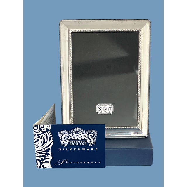 Elegant Sterling Silver English picture / photo frame with beaded edge. Made by the renown Carrs of Sheffield, England in...