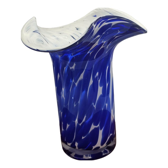 Blue and White Murano Glass Vase, 1960s For Sale
