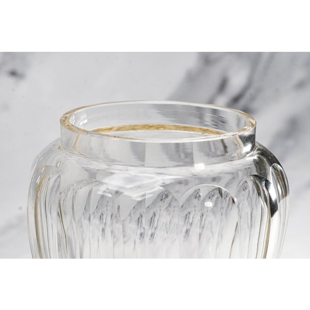 Wonderful Large Antique Sterling Silver Crystal Vanity Jar Edwardian Faceted Dresser Cut Crystal For Sale - Image 13 of 17