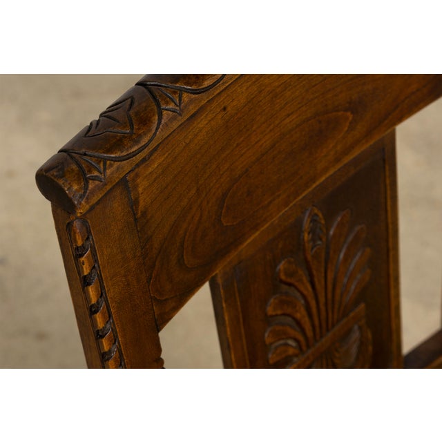 Mid 19th Century Set of 10 Mid-19th Century French Directoire Walnut Dining Chairs in Olive Green For Sale - Image 5 of 18