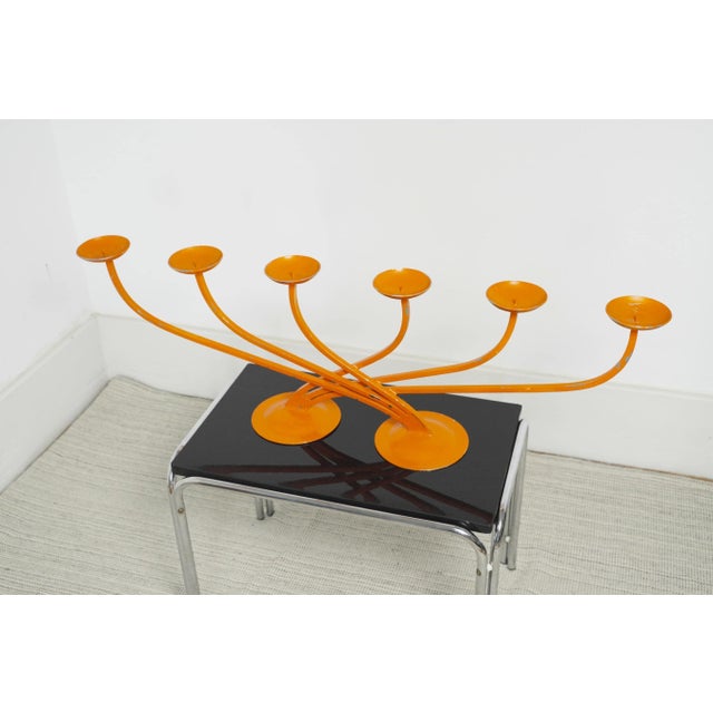 Vintage Orange Metal Candleholder, 1970s For Sale - Image 3 of 11