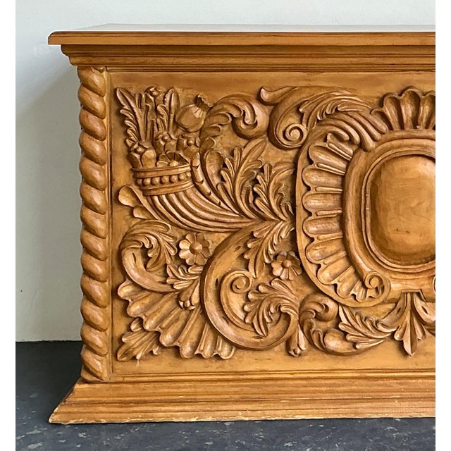 Vintage Ornate Wood Carved Dry Bar For Sale In West Palm - Image 6 of 17