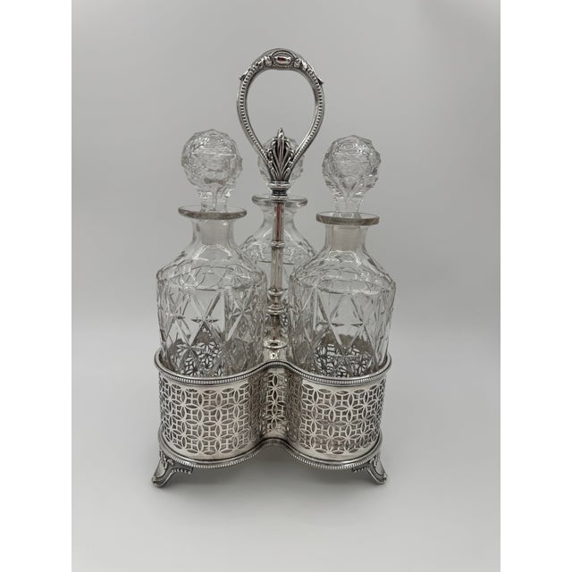 Metal 1950's Three Piece Decanter Set For Sale - Image 7 of 8
