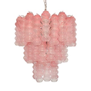 Large Three-Tier Murano Glass Tube Chandelier, 1990s For Sale