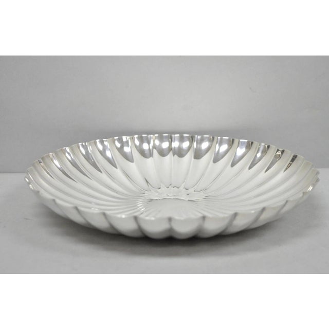Antique Elkington English Regency 10.5 " Round Scalloped Silver Plated Round Bowl Dish. Circa Early 20th Century....
