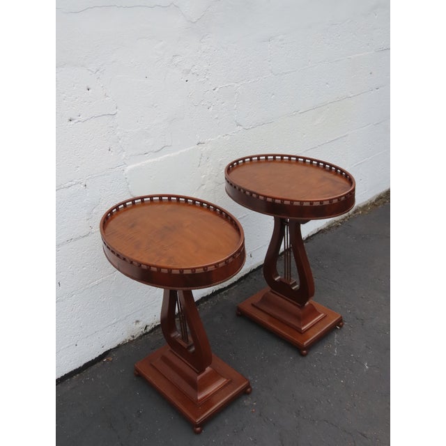 Mahogany Harp Side End Tables a Pair 6665 For Sale - Image 14 of 16