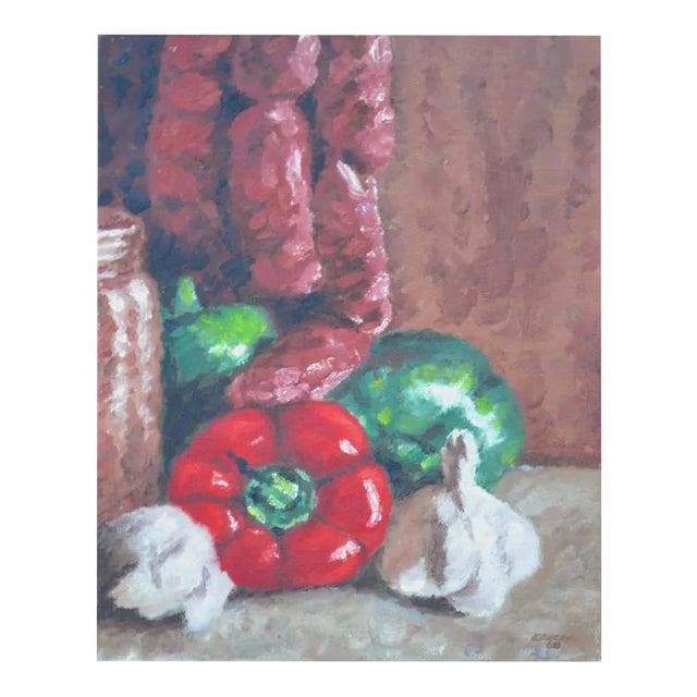 Red Pepper & Garlic Still Life For Sale