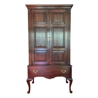 Statton TruType Americana Mid-Century Solid Cherry Queen Anne Style Highboy Armoire For Sale