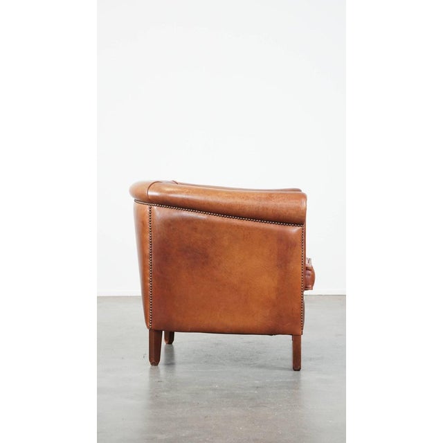 Cognac-Colored Cowhide Leather Club Chair For Sale - Image 3 of 11