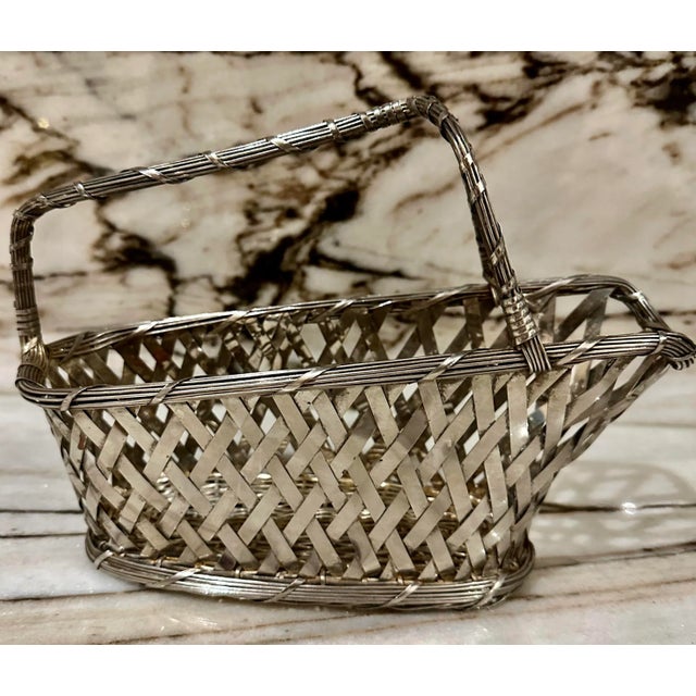 Silver Hand Weaved Wine Bottle Holder For Sale - Image 4 of 4