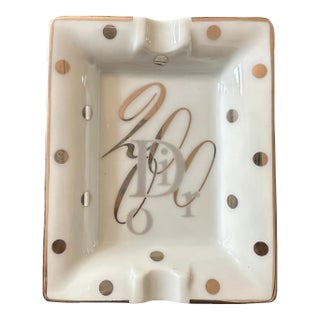 2000s Christian Dior Gold Polka Dot Ashtray For Sale