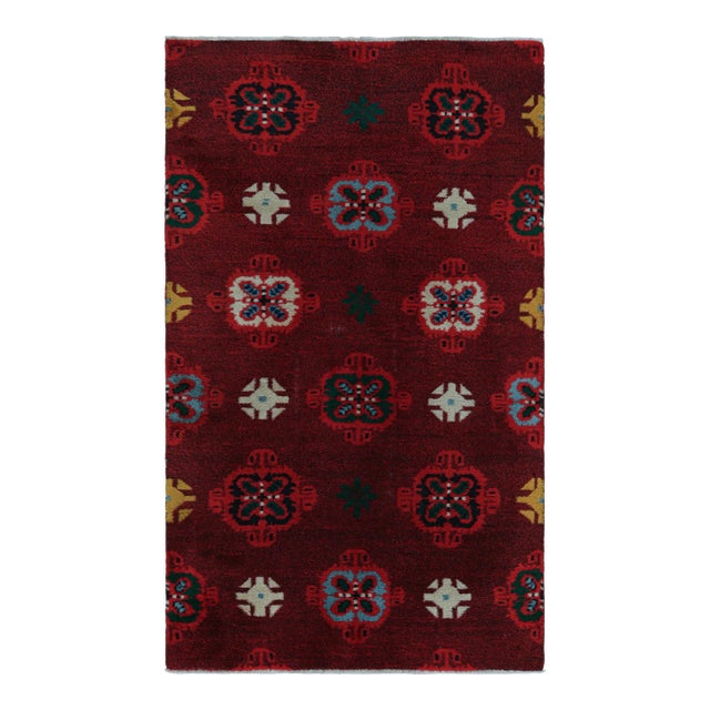 1960s Vintage Zeki Müren Rug in Red With Geometric Patterns For Sale