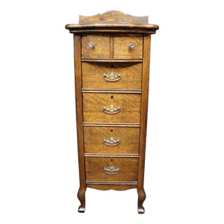 Victorian Quarter Sawn Oak Lingerie Chest For Sale