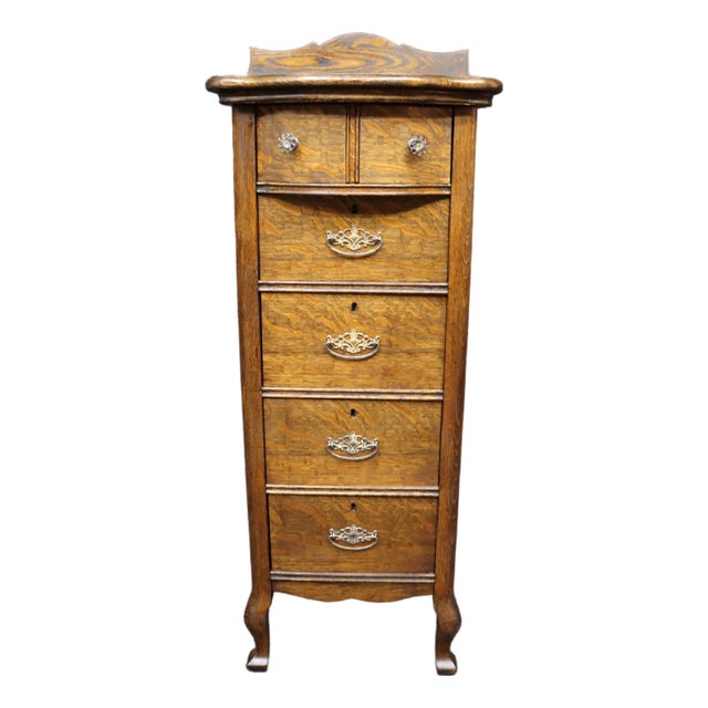 Victorian Quarter Sawn Oak Lingerie Chest For Sale