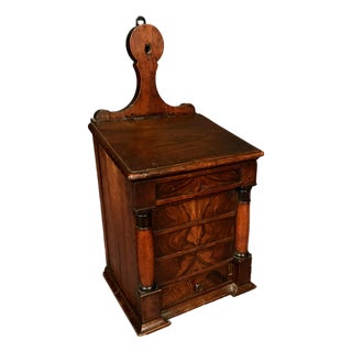 19th Century French Walnut Salt Box With Burl Walnut Drawer, Lift Lid & Brass, Circa 1820 For Sale