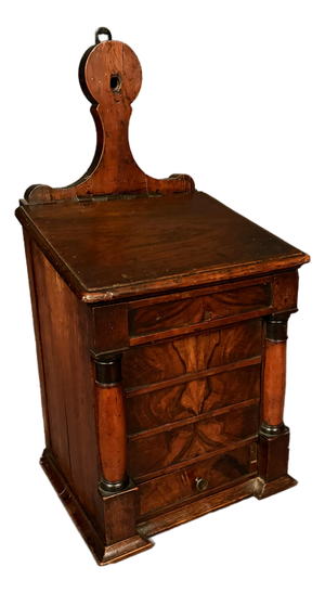19th Century French Walnut Salt Box With Burl Walnut Drawer, Lift Lid & Brass, Circa 1820