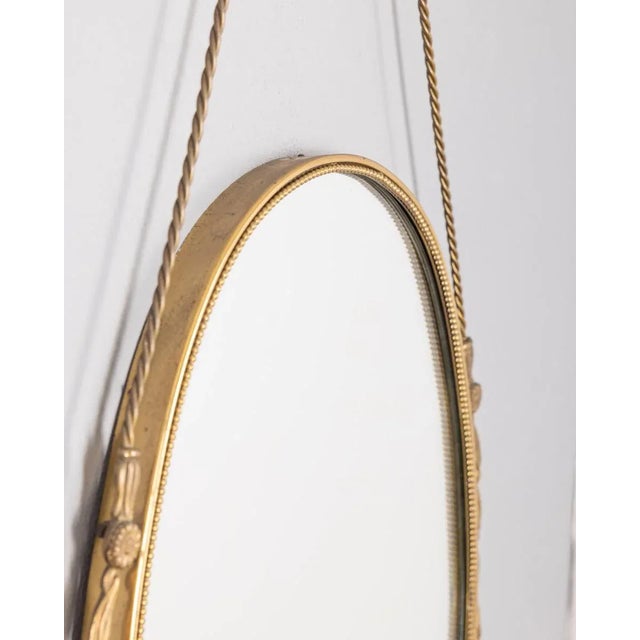 Vintage Wall Mirror in Decorated Brass, 1950s For Sale - Image 4 of 8
