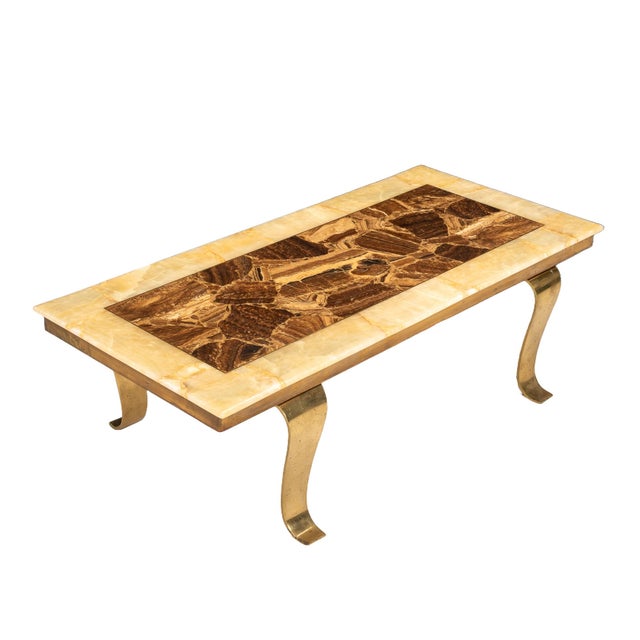 Metal Mid 20th Century Arturo Pani for Muller Brass and Alabaster Mid-Century Modern Coffee Table For Sale - Image 7 of 11