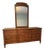 Vintage Henredon Heritage Walnut Italian Provincial 9-Drawer Lowboy With Mirror (5300 Series) For Sale