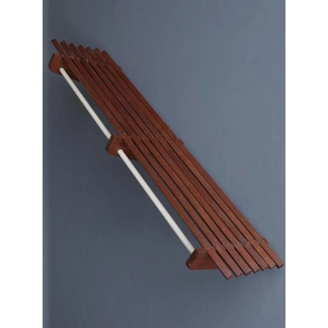 Brown Vintage Teak Wall Mounted Clothes Rack, 1960s For Sale - Image 8 of 9