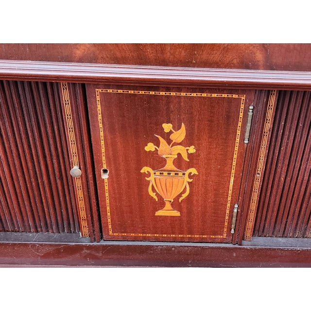 Antique American Federal Style Inlaid Mahogany Ladies Tambour Writing Desk ~ Butlers Desk, 1930s For Sale - Image 9 of 13