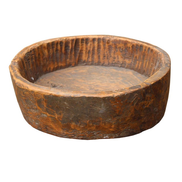 Rustic Raw Round Wood Wash Basin Chairish