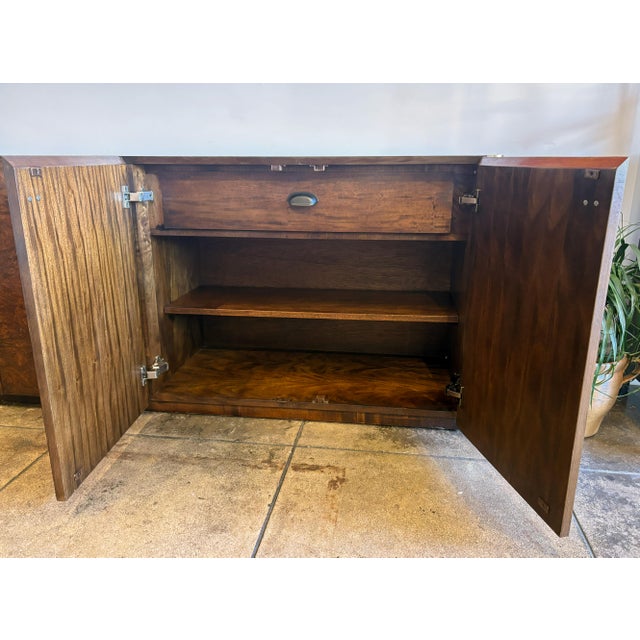 Century Furniture Century Furniture 1970’s 4-Door Burlwood and Brass Credenza For Sale - Image 4 of 8