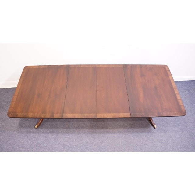 Bernhardt Furniture Solid Mahogany Traditional Duncan Phyfe Style 100" Double Pedestal Dining Table 238-246 For Sale In Kansas City - Image 6 of 13