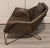 Mid-Century Modern West Elm Origami Leather Armchair Gray Leather Lounge Chair With Brass Frame For Sale - Image 3 of 4