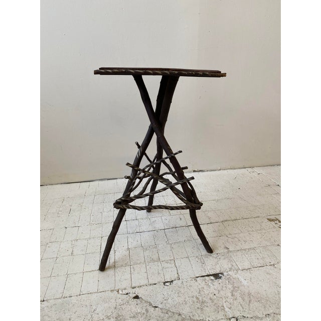 Vintage Adirondack Twig Table With Silver Painted Details, Circa 1940s ...