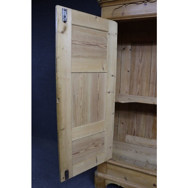 Antique Pine Armoire With Paneled Doors For Sale - Image 9 of 16