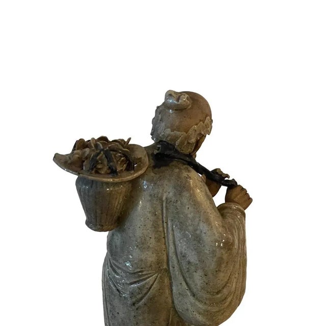 Ceramic Chinese Glazed Ceramic Figure of an Old Man, 20th Century For Sale - Image 7 of 9