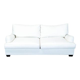 Pottery Barn English Arm Grand 3-Seat Sofa in White Upholstery For Sale