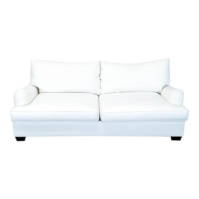 Pottery Barn English Arm Grand 3-Seat Sofa in White Upholstery For Sale