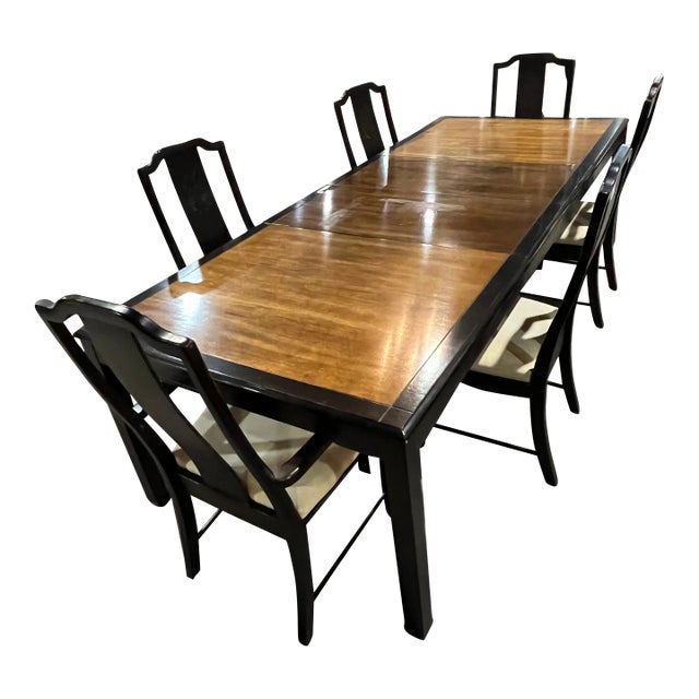 Bernhardt Asian Style Dining Table & 6 Chairs - Set of 7 For Sale