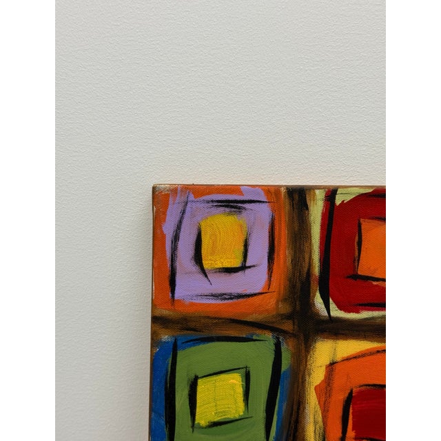 Green Set of 3 Original Paintings Abstract Squares, Multi Colored on Square Canvas For Sale - Image 8 of 11