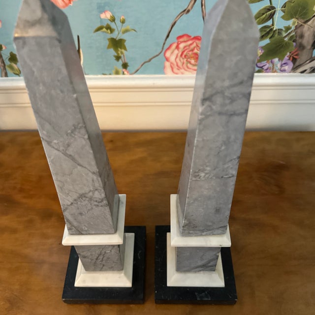 20th Century Gray Marble Obelisks - a Pair For Sale In Pittsburgh - Image 6 of 12