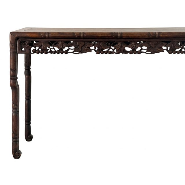 Small Chinese Hardwood Table With Hand Carved Apron. For Sale - Image 4 of 14