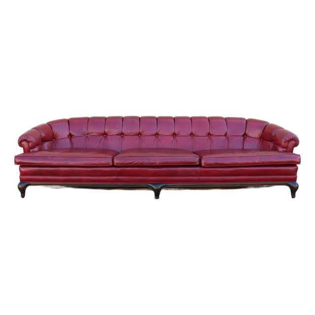 Monteverdi-Young Mid-Century Modern Tufted Ruby Red Leather Sofa, 1973 For Sale