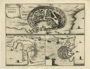 Birds Eye Plans of Rhodes, 1677, Paper